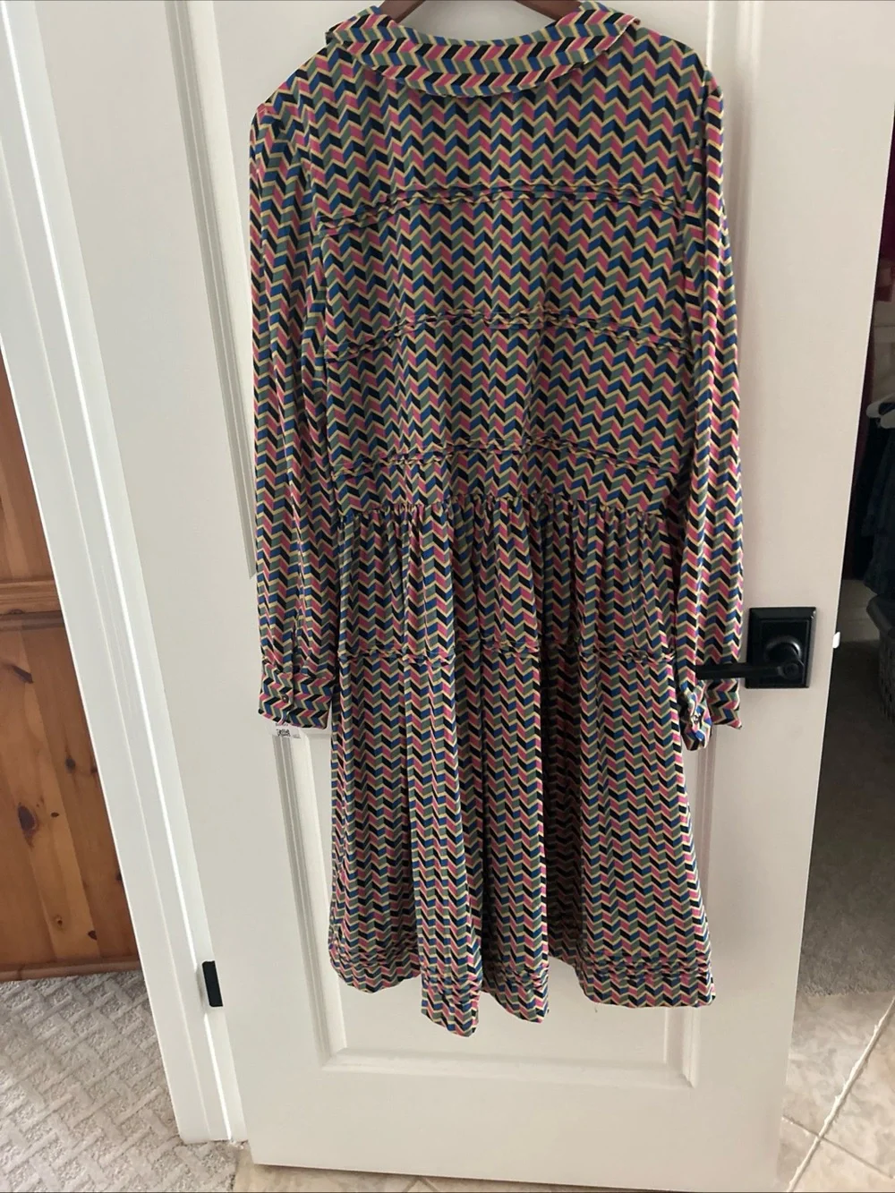 Fever London Heritage Dress Sz 14 Multicolor Button Front Peter Pan Collar Retro